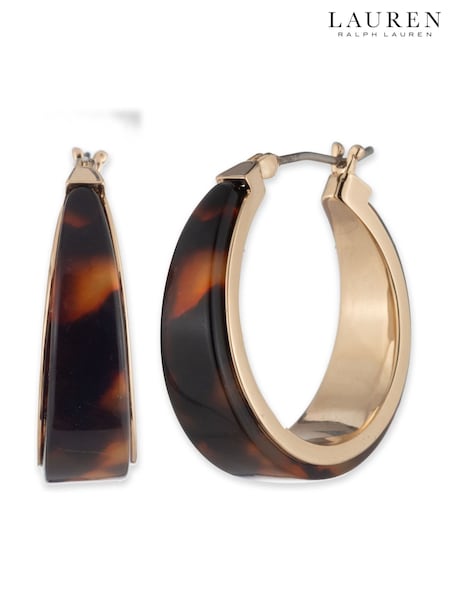 Lauren Ralph Lauren Gold Tone Walton Tort Hoop Earrings (W55772) | €63
