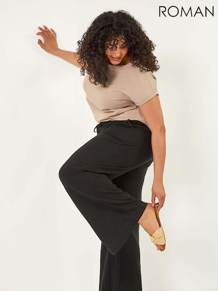 Musta - Roman Curve Pellava Mix Housut (W55794) | €66