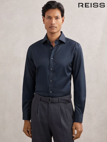 Reiss Blue Bishopsgate Regular Fit Cotton-Tencel Stretch Shirt (W55801) | €125