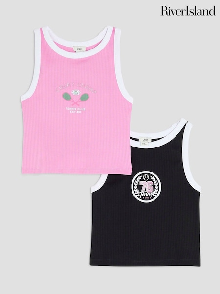 River Island Pink Girls Tank Tops 2 Pack (W55893) | €21