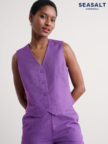Пурпурный - Seasalt Cornwall Erica Linen Blend Waistcoat (W55899) | €111
