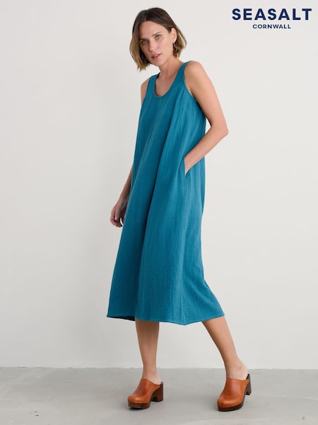 Seasalt Cornwall Blue Teal Helleborine Above-Ankle Dress (W55901) | €96