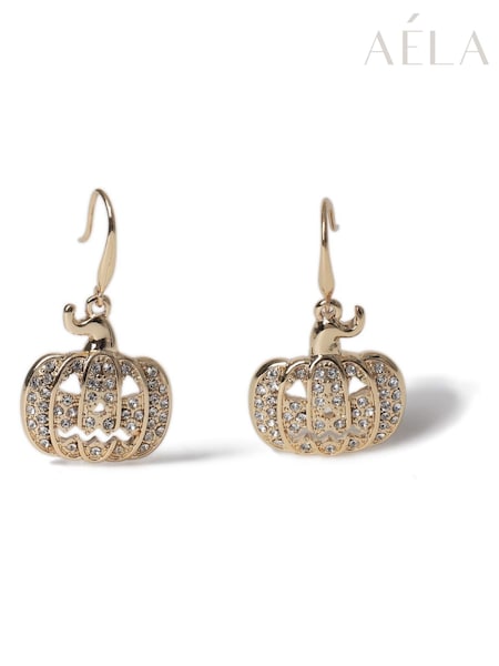 Aela Gold Tone Halloween Pumpkin Drop Earrings (W55917) | €14