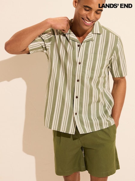Lands' End Green Linen Pleated Shorts (W55987) | €86