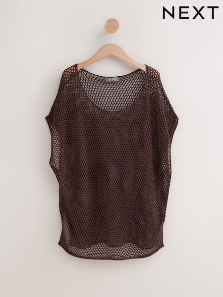 Suklaanruskea - Neulottu peitto (W56019) | €56