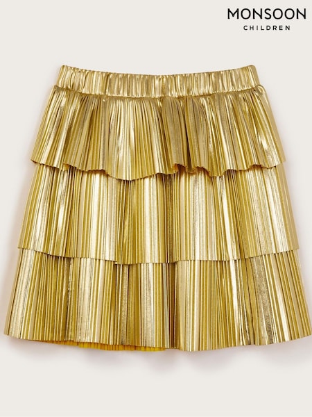 Monsoon Gold Pleat Tiered Skirt (W56029) | ₪151 - ₪171