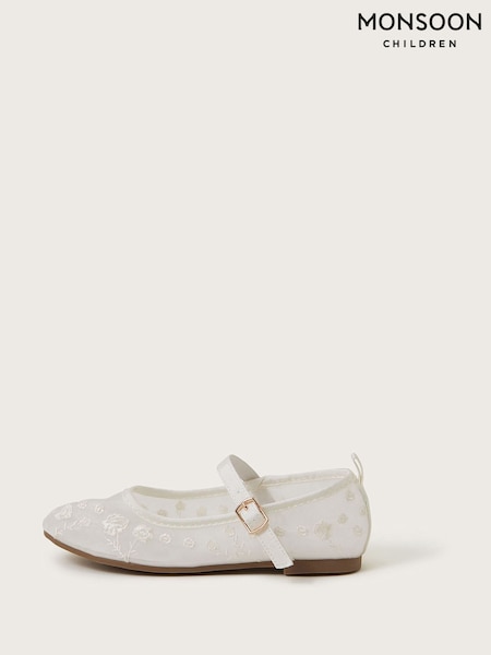 Monsoon Natural Floral Print Embroidered Mesh Ballet Flats (W56031) | ₪131 - ₪151