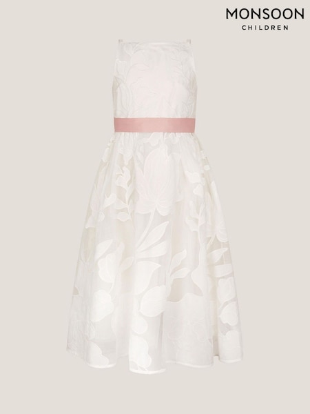 Monsoon White Floral Embroidered Maxi Party Dress (W56032) | ₪352