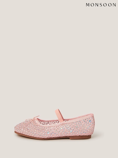 Monsoon Pink Bling Mesh Ballet Flats (W56040) | ₪126 - ₪146