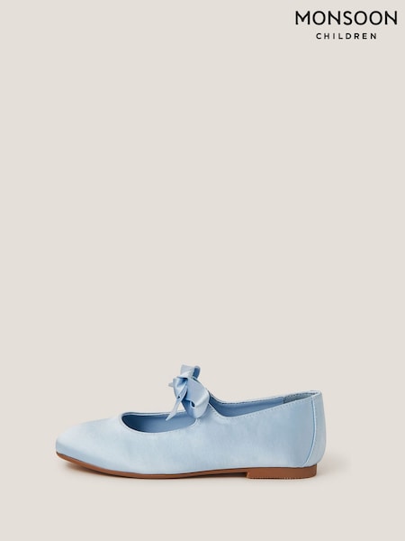 Monsoon Blue Satin Bow Ballet Flats (W56049) | AED170 - AED199