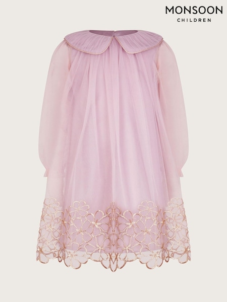 Monsoon Pink Vanessa Tulle Collar Swing Dress (W56054) | ₪251 - ₪302