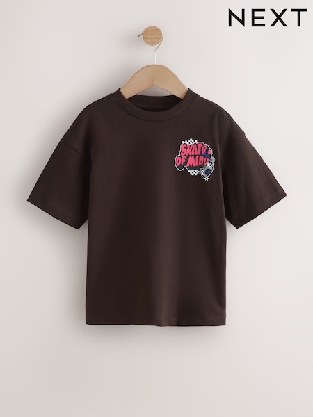 Brown Back Print Relaxed Fit Short Sleeve Graphic T-Shirt (3-16yrs) (W56115) | $15 - $22