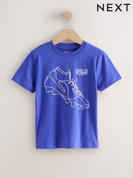 Albastru de fotbal albastru cobalt - Regular Fit Short Sleeve Graphic Print T-Shirt (3-16yrs) (W56121) | 45 LEI - 67 LEI