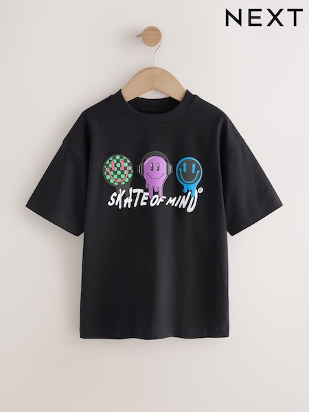 Black Skate of Mind Relaxed Fit Short Sleeve Graphic T-Shirt (3-16yrs) (W56125) | AED30 - AED46