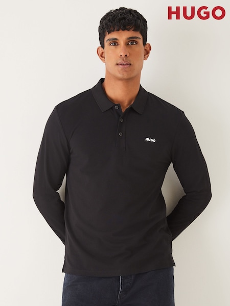 HUGO Black Long Sleeve Polo Shirt (W56231) | €126