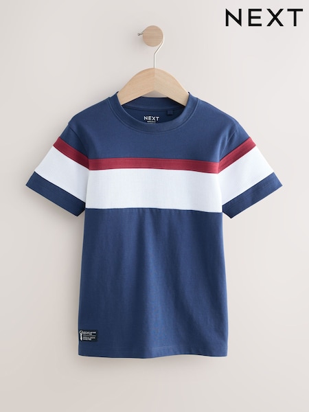 Navy Blue/Red Colourblock Short Sleeve T-Shirt (3-16yrs) (W56273) | AED41 - AED56