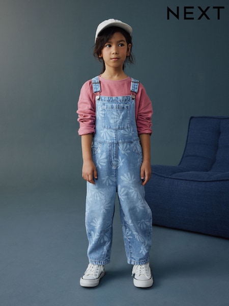 Mid Blue Daisy Printed Dungaree (3-16yrs) (W56326) | AED127 - AED152