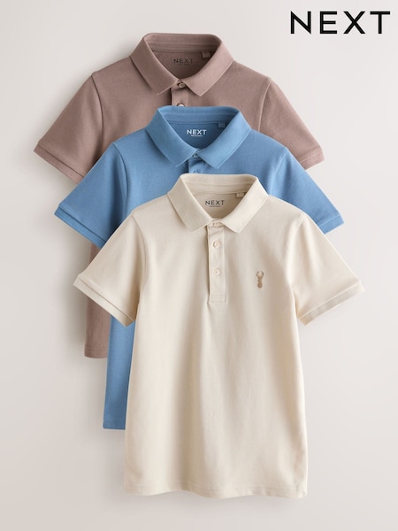 Blue/Mink/Cement Short Sleeve Polo Shirts 3 Pack (3-16yrs) (W56333) | AED107 - AED183