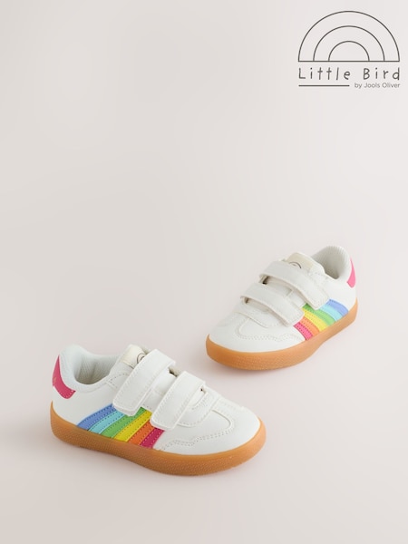 לבן - Little Bird by Jools Oliver Gum Sole Trainers with Rainbow Stripe (W56430) | ‏131‏₪ - ‏151‏ ₪