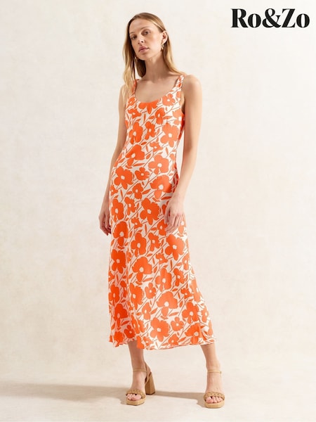 Ro&Zo Orange Petite Poppy Scoop Neck Cami Dress (W56655) | €140