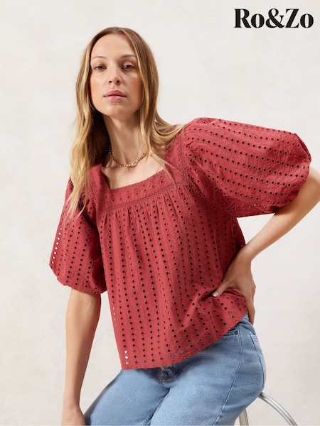 Ro&Zo Broderie Smock 100% Cotton Top (W56658) | 663 LEI