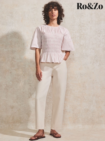 Ro&Zo Pink Stripe Shirred Top (W56664) | R$ 680