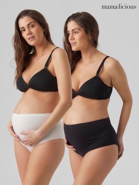 Mamalicious Black Maternity High Waist Control Briefs 2 Pack (W56698) | R$ 235