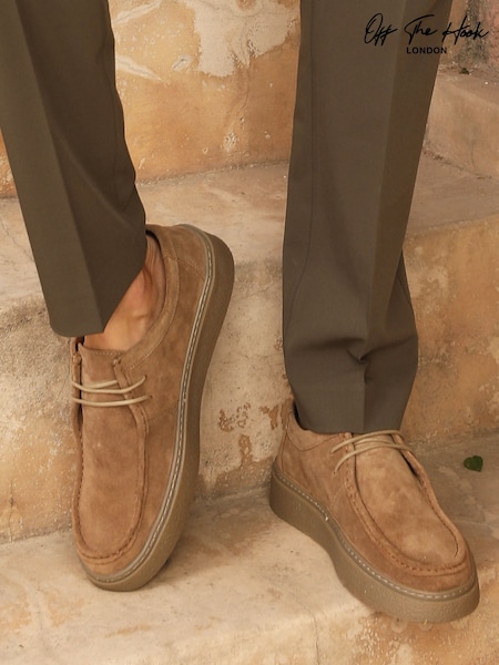 Off The Hook Brown Els Suede Leather Casual Lace-Up Boat Shoes (W56709) | €55