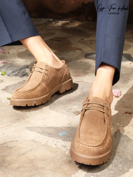 Off The Hook Brown Jovi Casual Lace-Up Suede Leather Boat Shoes (W56713) | €55