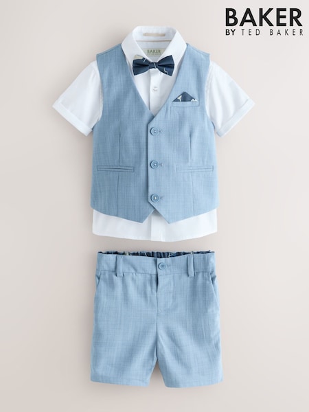 Albastru - Baker by Ted Baker Shirt Waistcoat and Shorts Set (W56721) | 484 LEI - 506 LEI