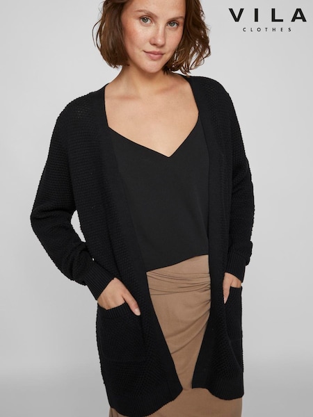 črna - VILA Long 100% Cotton Cardigan (W56730) | € 53