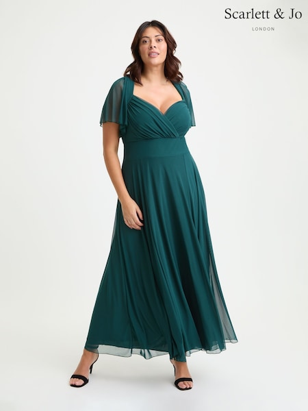 ירוק - Scarlett & Jo Kemi Bolero Wrap Bodice Maxi Gown (W56816) | ‏453‏₪