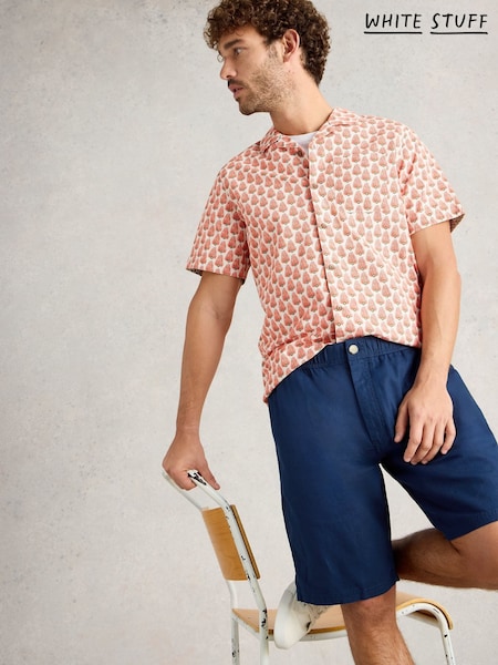 Azul - White Stuff Drawstring Linen Blend Shorts (W56880) | R$ 485