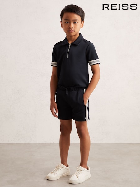 Reiss Navy Blue Terry 3-9 yrs Side Stripe Textured Shorts (W57178) | €40