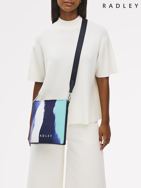 Radley Small Blue Southwell Gardens Stripe Zip Top Cross-Body Bag (W57198) | €126
