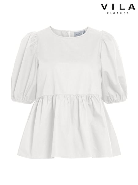 VILA Puff Sleeve Peplum Hem Top (W57210) | 48 €