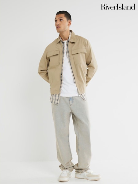 River Island Clean Zipper Overshirt (W57277) | 343 LEI