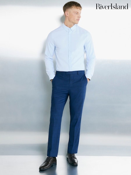Синій - River Island Muscle Fit Textured Shirt (W57292) | 1 923 грн