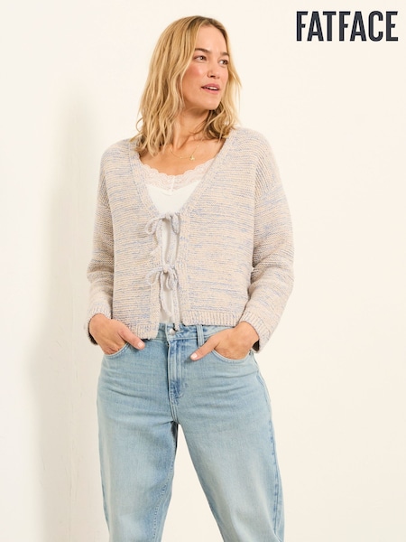 FatFace Tilly Blue Tie Front Knitted Cardigan (W57306) | kr1 021