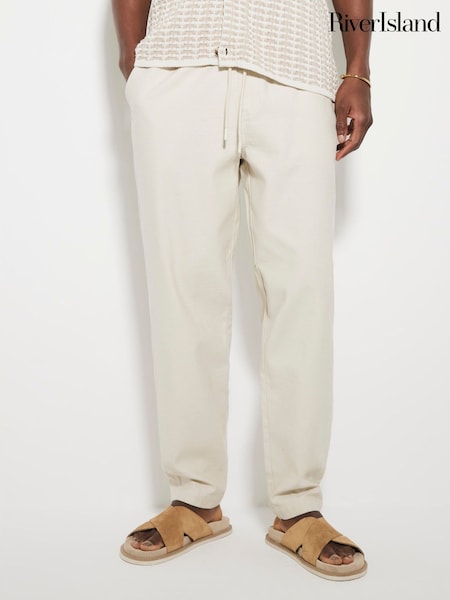 River Island Cream 100% Cotton Pull on Trousers (W57360) | R$ 335