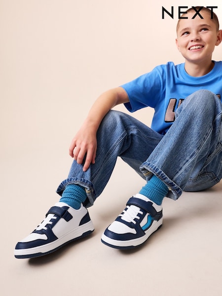 White/Blue Touch Fastening Elastic Lace Trainers (W57389) | € 33 - € 43
