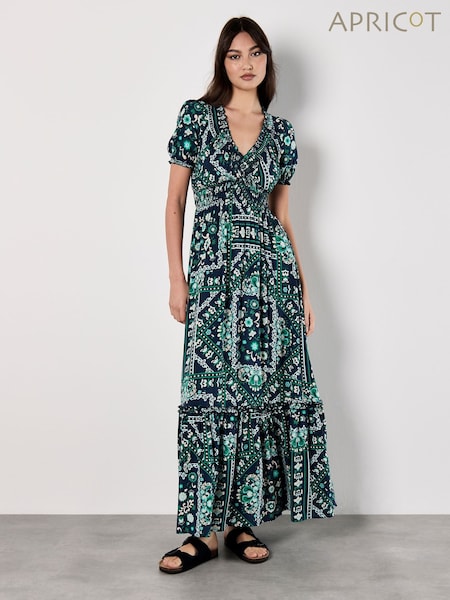 Apricot Blue Positano Scarf Print Maxi Dress (W57585) | €60