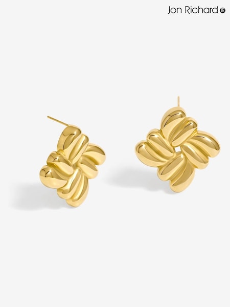 Jon Richard Gold Tone Large Ridged Stud Earrings (W57590) | €25