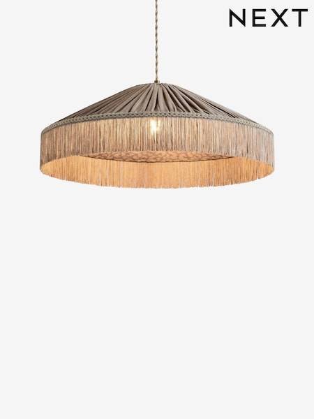 Natural Allegra Velvet Fringed Easy Fit Ceiling Light Shade (W57693) | LEI 411