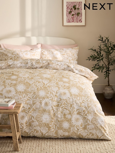Yellow Sunflower Floral Duvet Cover and Pillowcase Set (W57735) | $50 - $110