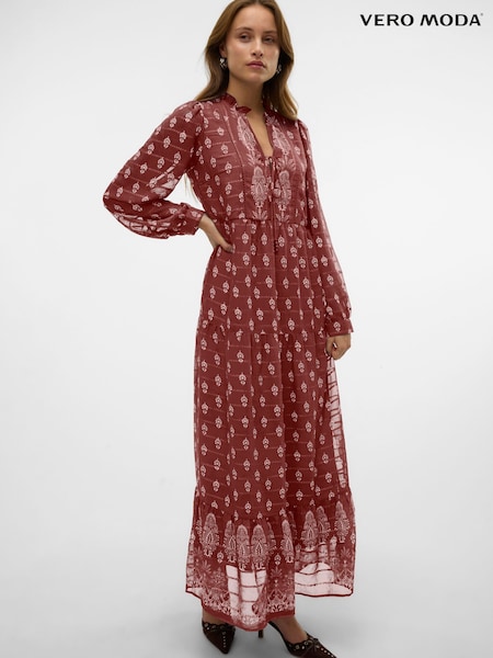 VERO MODA Frill Neck Detail All-Over Printed Woven Maxi Dress (W57745) | 90 €