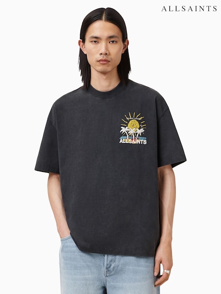 AllSaints Black Cove Crew 100% Organic Cotton T-Shirt (W57770) | R$ 585
