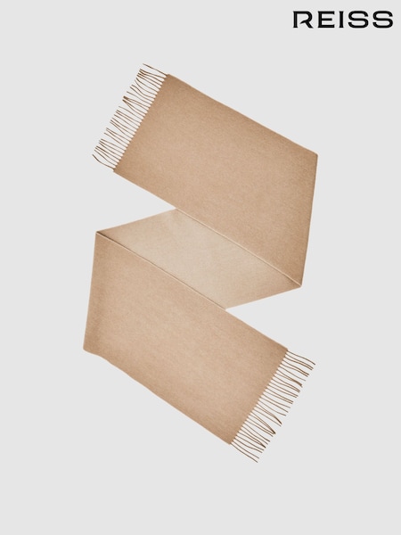 Reiss Camel Picton Wool-Cashmere Script-Logo Scarf (W57777) | €75