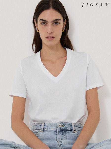 Jigsaw 100% Cotton V-Neck T-Shirt (W57966) | 54 €