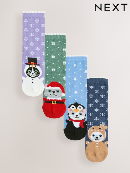 Christmas Cats Print Ankle Socks 4 Pack (W57981) | €11
